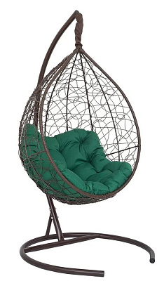 Кресло-кокон подвесное Лаура SEVILLA RELAX зелёная подушка SEV-5 303, каркас коричневый 186х100х70 см (ВхШхГ),  Максимальная нагрузка до 130 кг.
