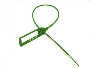Пломба пластиковая номерная Цвет зеленый, белое поле Рабочая длина 330мм/Общая длина 415мм Диаметр гибкого элемента 2,3 мм, 10шт/уп