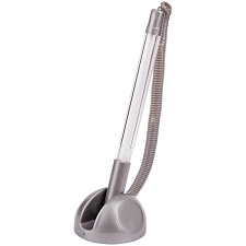 Ручка шариковая  "Reception" на подставке синий стержень, 0,7 мм, серый корпус на липучке с пружиной