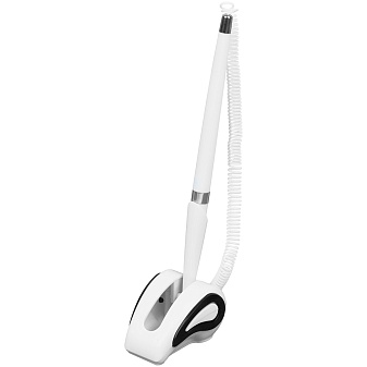 Ручка шариковая  на подставке синий стержень, 0,7 мм, белый корпус на липучке с пружиной