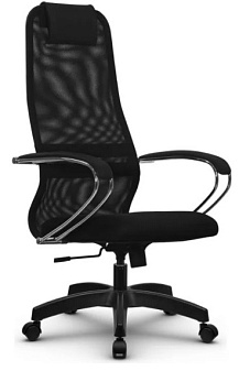 Кресло SU-B-8. Обивка - сетка/ткань-сетка, цвет черный. Хромированные подлокотники. Пластиковая крестовина. Механизм Топ-ган. Нагрузка до 120 кг.