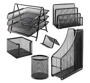 Набор офисный BRAUBERG "Germanium" 6 предмета, металлическая сетка, черный