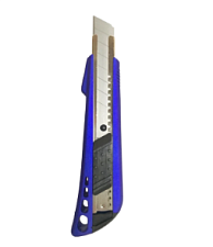 Нож канцелярский   18мм с фиксатором, с металл. направляющими и корпус soft touch, цвет синий, Lamark