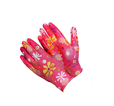 Перчатки нейлоновые 13 класс нитрильным обливом Люкс, с рисунком ассорти.