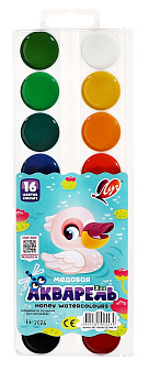 Краски акварельные медовые 16 цветов ЛУЧ "Zoo ", в пластиковом пенале, без кисти