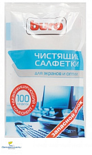 Запасной блок к тубе с чистящими салфетками BURO для мониторов и оптики, 100 шт.