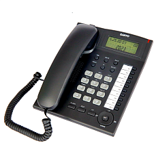 Телефон проводной SANYO RA-S517B, ЖК дисплей, возможность установки на стене, повторный набор номера, кнопка "флэш", цвет черный