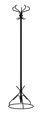 Вешалка напольная "Ажур-2Ф" 10 крючков, цвет черный. Высота 1770 мм. Диаметр основания 450 мм.