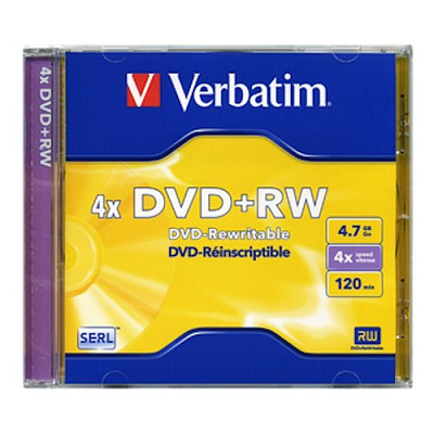Диск DVD+RW 1 шт/уп Verbatim 4.7Gb 4х Slim case