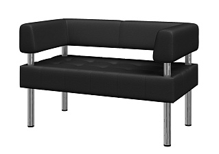 Диван Бизнес 2-местный экокожа черный Ecotex 3001 (1 категория). Размер (ШхГхВ): 1220x620x770мм 