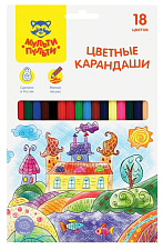 Карандаши цветные 18 цветов Мульти-Пульти "Невероятные приключения" ударопрочные, деревянные, диаметр 7 мм, шестигранные, картонная упаковка с европодвесом