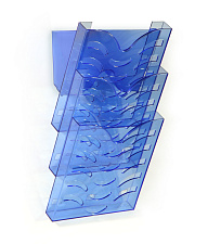 Вертикальный накопитель  3 отделения Унипласт цвет прозрачный/синий, настольный