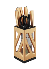 Набор ножей 8 предметов Satoshi "Анбон", 5 ножей, мусат для заточки, ножницы, нержавеющая сталь, цвет золотой