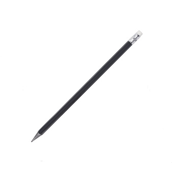 Карандаш чернографитовый пластик STAFF BLP-712 НВ, шестигранный, заточенный, с ластиком, цвет черный