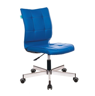 Кресло СН-330м/OR-03, обивка - синяя экокожа. Без подлокотников. Хромированная крестовина. Механизм Пиастра. Нагрузка до 120 кг.