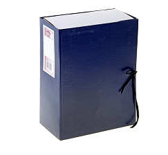 Папка на завязках, ширина 120 мм, картон с бумвиниловым покрытием, жесткий корпус, формат А4, цвет синий
