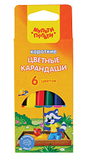 Карандаши цветные 6 цветов Мульти-Пульти деревянные, трехгранные, длина 87 мм, картонная упаковка.