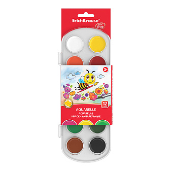Краски акварельные медовые 12 цветов ErichKrause ArtBerry, в пластиковом пенале, без кисти