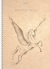 Тетрадь  80 листов Hatber в клетку на спирали " Золотой пегас", мелованный картон, матовая ламинация.