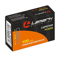 Скрепки  22 мм "Lamark" никелированные, круглые 100 шт/упак