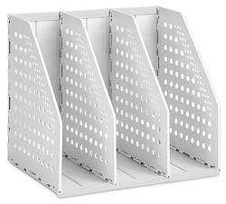 Вертикальный накопитель 3 отдела  Deli 79003Gray, формат А5, пластик, складной, размеры 150х200х180мм, цвет серый