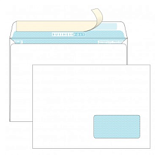 Конверт А-5 162х229 мм белый 80г/м2 правое окно внизу (45х90 мм), с отрывной полосой (С5)