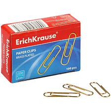Скрепки  28 мм "ErichKrause" круглые, золотые 100 шт./уп.
