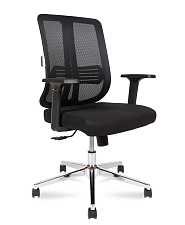 Кресло Tema Сhrome 2D LB спинка - сетка, сидение - ткань, цвет черный, Подлокотники 2D, Крестовина хромированная, Механизм Топ-ган. Нагрузка  до 120 кг