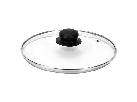 Крышка стеклянная d-24см Jarko KC-GTL24 с пластиковой ручкой, металлический обод, пароотвод