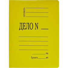 Скоросшиватель картонный "ДЕЛО №", формат А4, мелованный картон, цвет желтый, ширина корешка 20мм,плотность 300 г/кв.м