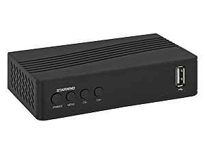 ТВ тюнер STARWIND CT-200, черный DVB-C, DVB-T2, HDMI-1, USB-2, RCA,
видеозахват, дисплей