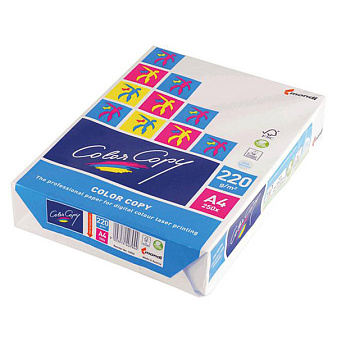 Бумага Color Copy А4, плотность 220 г/м2, белизна 160%, яркость 98% ISO, 250 листов, ,каландрированная.