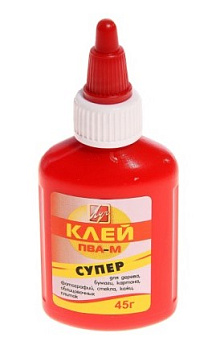 Клей ПВА-М "Луч" Супер, пластиковая бутылочка с дозатором, 45гр