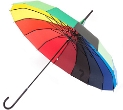 Зонт - трость женский Flioraj "Радуга"121201/1 FJ , полуавтомат, материал поливинил 100%, цвет: мультиколор, радиус 50 см