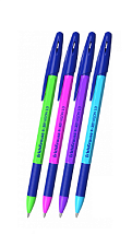Ручка шариковая ErichKrause R-301 "Neon Stick&Grip", синий стержень,1 мм, корпус ассорти, резиновая манжетка