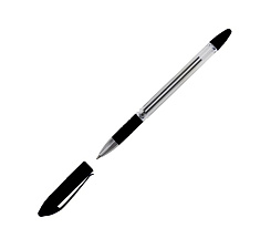 Ручка шариковая WORKMATE "Office Line", масляный стержень черная цвета, 0,7 мм, прозрачный корпус, резиновая манжетка