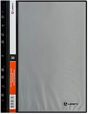 Скоросшиватель 30 файлов, пластиковый, верхний лист прозрачный, боковая перфорация, цвет черный, Lamark
