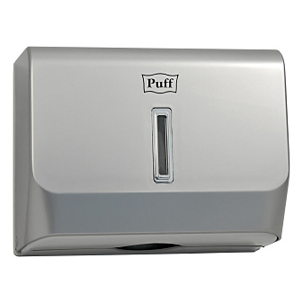 Полотенцедержатель для листовых полотенец Z- сложения Puff-5130, рассчитан на 1-у упаковку полотенец, пластик- ABS,  пластиковый замок, размеры: 273x105x206 мм , цвет серебристый