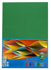 Цветной Картон "Апплика. Офис. Зеленый" формат А-4, 20 листов, цвет зеленый, упаковка ПЭТ