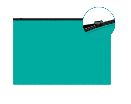 Папка пластиковая, 150мкр (толщина пластика 0,15мм) на молнии ZIP формат А4, непрозрачная, цвет бирюзовый, черная молния 