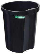 Корзина для бумаг 12л "Стамм"КР11" пластиковая, цельная, цвет черный 