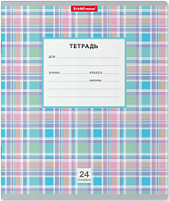 Тетрадь 24 листа А5 в линейку на скобе "Новая шотландка" обложка мелованный картон, Полиграфика ErichKrause, ассорти 5 дизайнов