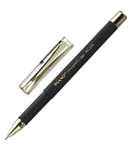 Ручка гелевая  Piano VANGUARD Gel PG-223 0,5 мм черная, чёрный корпус с покрытием Soft, с золотыми вставками, прозрачный колпачок с золотым клипом, резиновый держатель, игольчатый наконечник