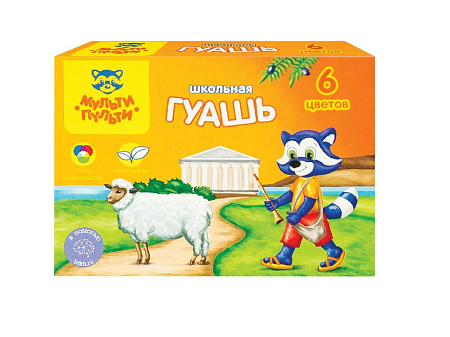 Гуашь 6 цветов Мульти-Пульти "Енот в Греции"  17,5 мл, картон