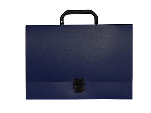 Папка-портфель пластиковый, полый, с замком, толщина 700 мкр, цвет синий