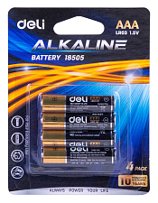 Батарейка щелочная Deli E18505/ 1,5V / LR03, AAA, мизинчиковые / 4 шт./уп.