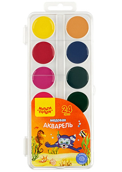 Краски акварельные медовые 24 цвета Мульти-Пульти, без кисти, пластик, европодвес
