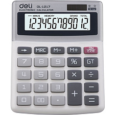 Калькулятор Deli 12 разряд. E1217  133,5х106х33,2 мм, бухгалтерский, настольный, цвет белый