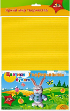 Цветная бумага "Апплика" формат А-4, 8 листов 8 цветов гофрированная, в пакете с европодвесом, ассорти 