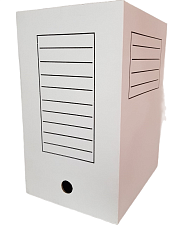 Архивная папка-бокс, ширина корешка 200 мм, размеры 345х245х200 мм, вырубная застежка, гофрокартон, цвет белый